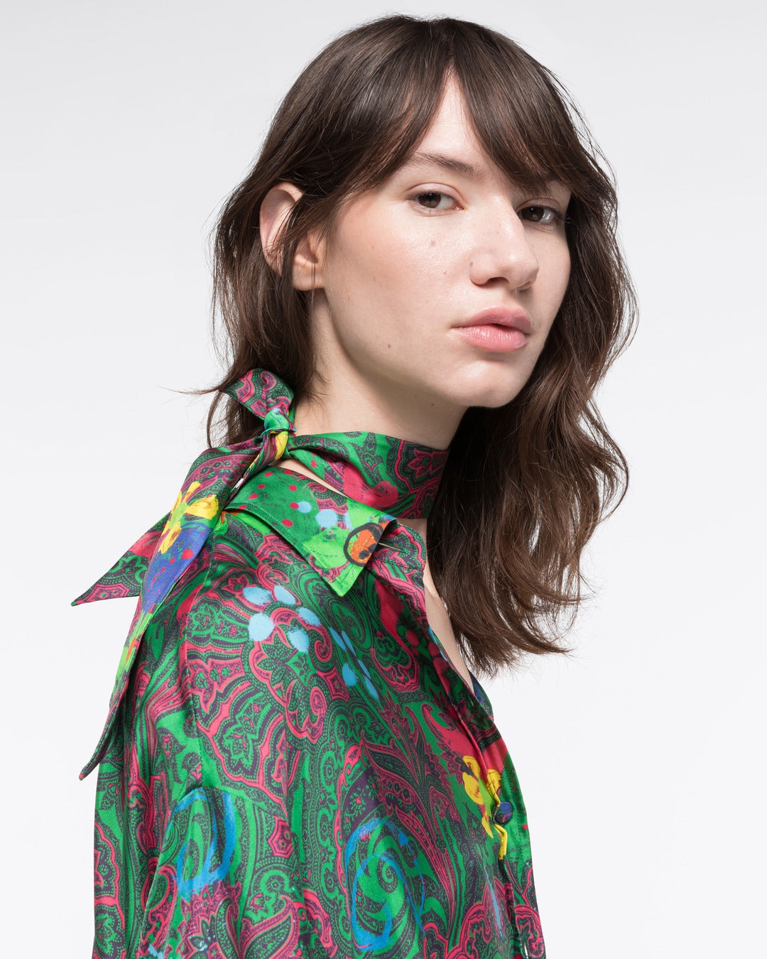 SILK-TWILL SCARF W5cm x L100cm - MOTLY PAISLEY - AZ Factory