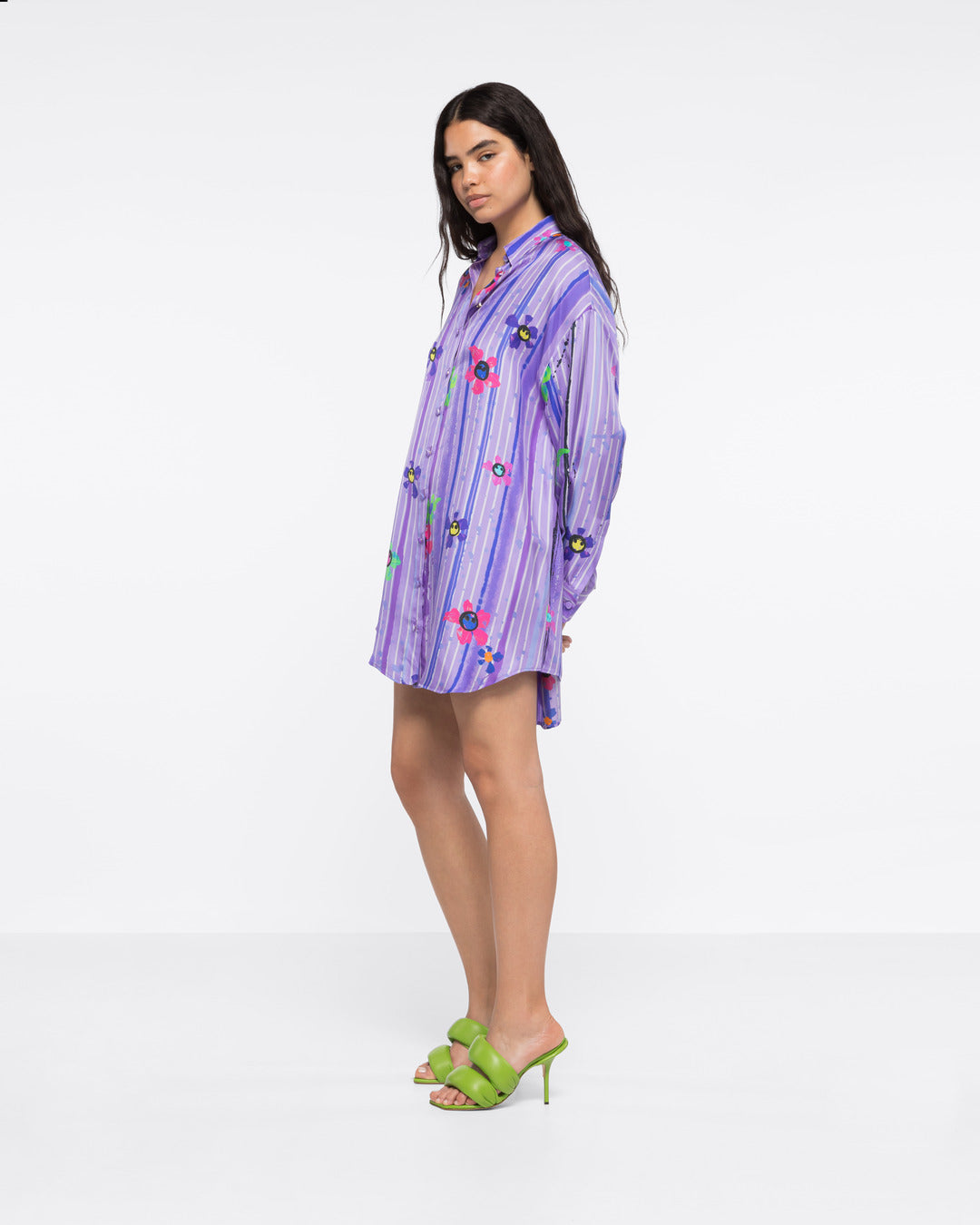 SILK-TWILL SHIRT DRESS - SPLASH PURPLE - AZ Factory
