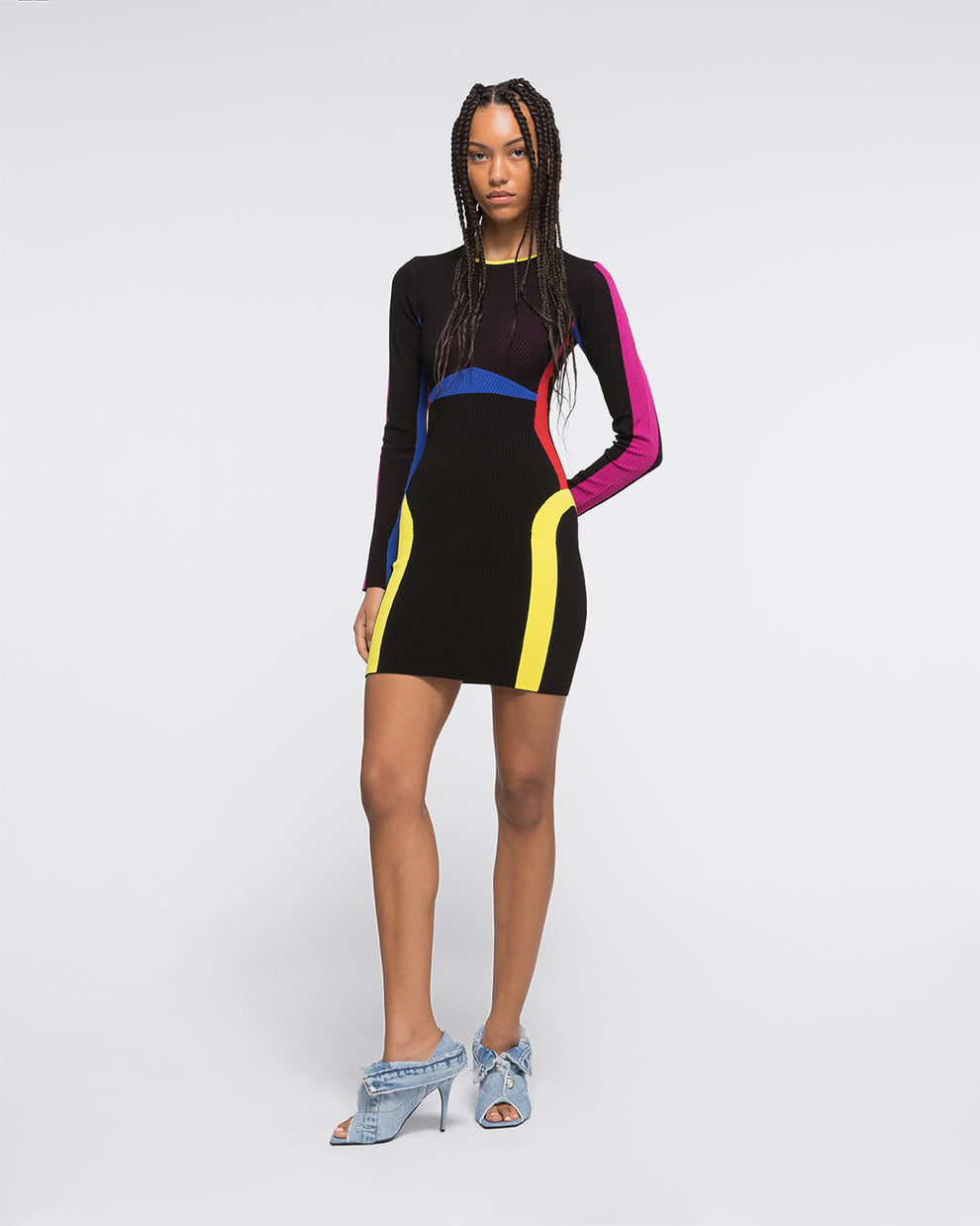 MULTICOLOR LONG SLEEVE DRESS - MULTICOLOR - AZ Factory