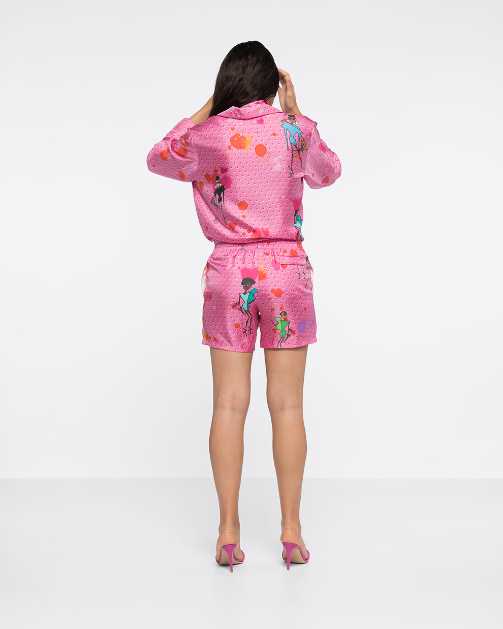 SILK-TWILL SHORTS - SPOTTED PINK - AZ Factory