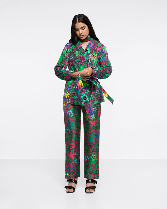 
VELVET SHAWL COLLAR JACKET - MOTLY PAISLEY - AZ Factory