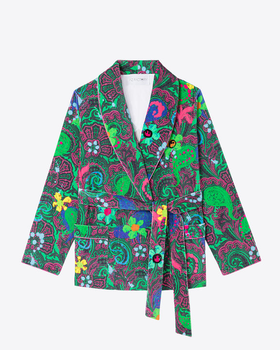 
VELVET SHAWL COLLAR JACKET - MOTLY PAISLEY - AZ Factory