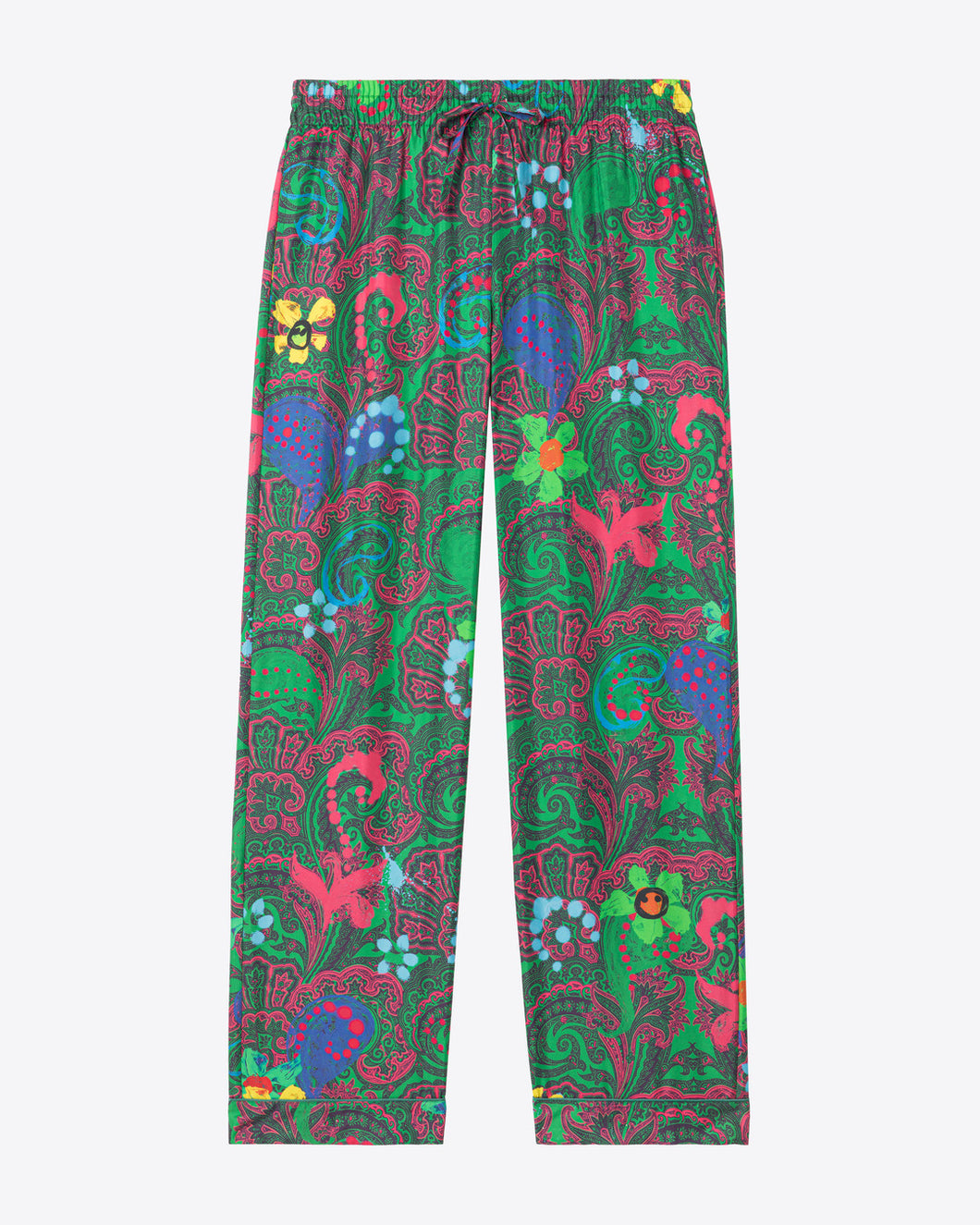 SILK-TWILL TROUSERS - MOTLY PAISLEY