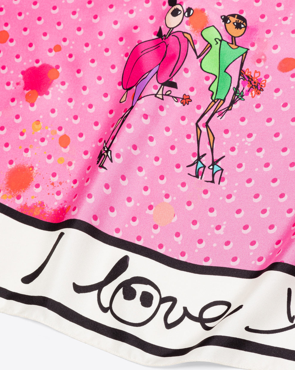 SILK-TWILL CARRE W90cm x H90cm - SPOTTED PINK - AZ Factory