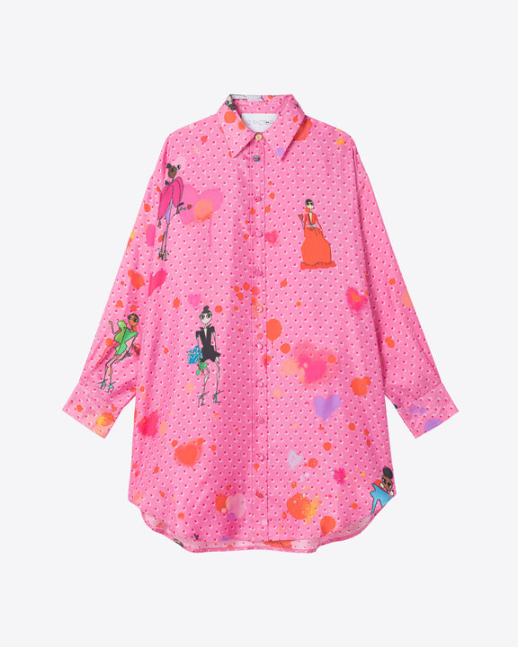 
SILK-TWILL SHIRT DRESS - SPOTTED PINK - AZ Factory