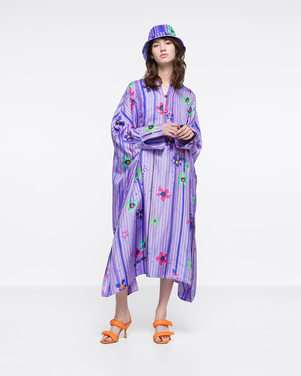 SILK-TWILL KAFTAN DRESS - SPLASH PURPLE - AZ Factory