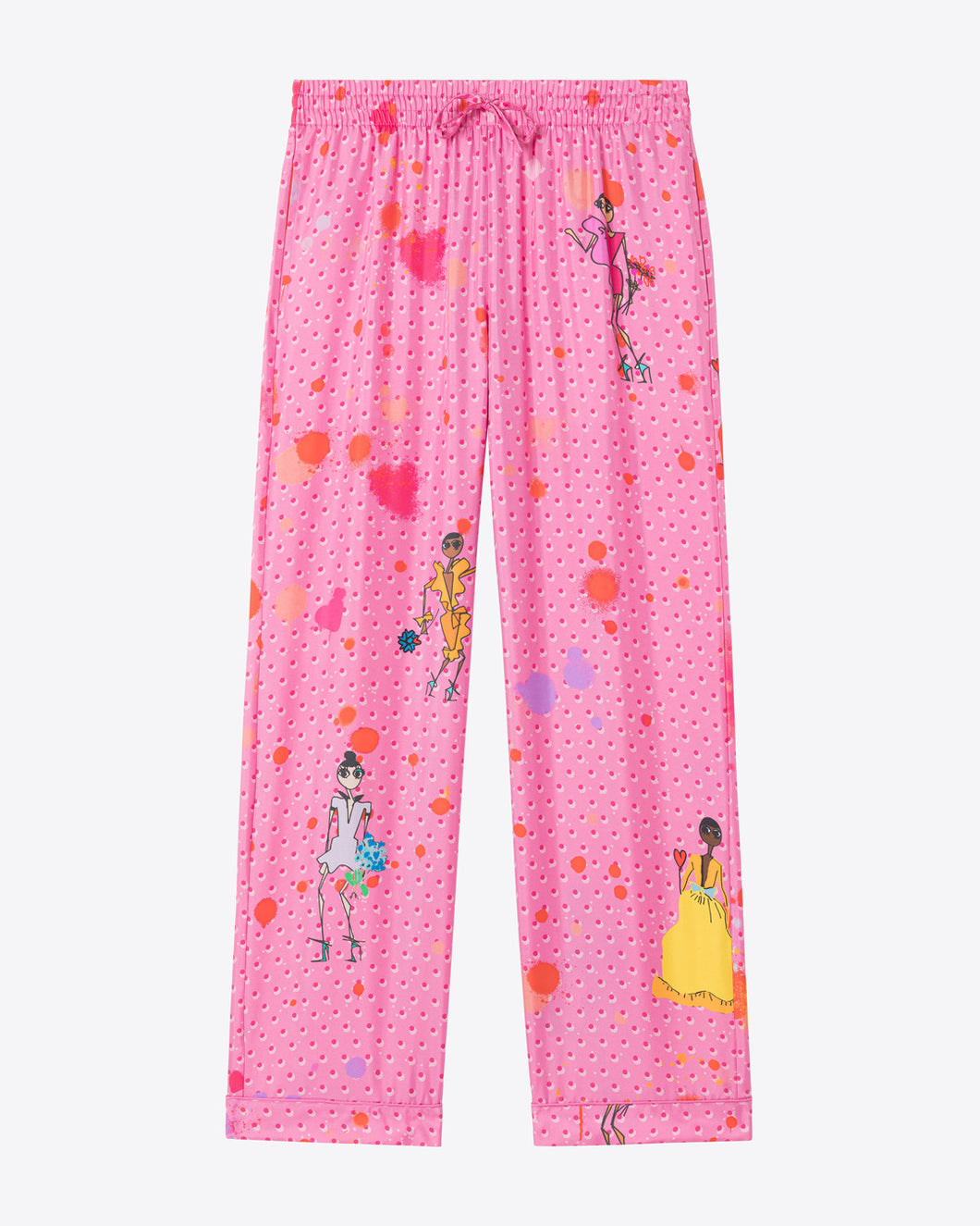 SILK-TWILL TROUSERS - SPOTTED PINK
