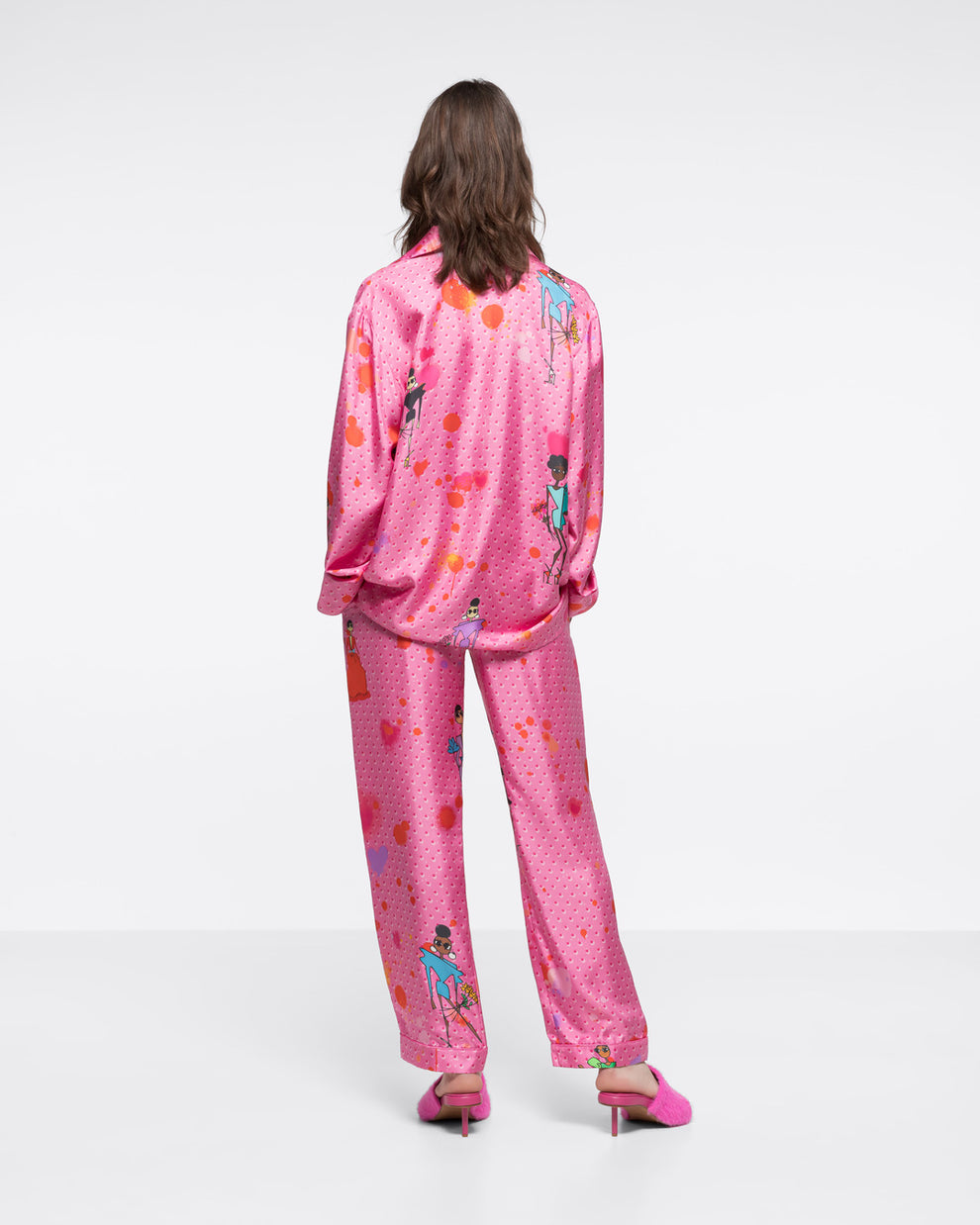 SILK-TWILL TROUSERS - SPOTTED PINK - AZ Factory