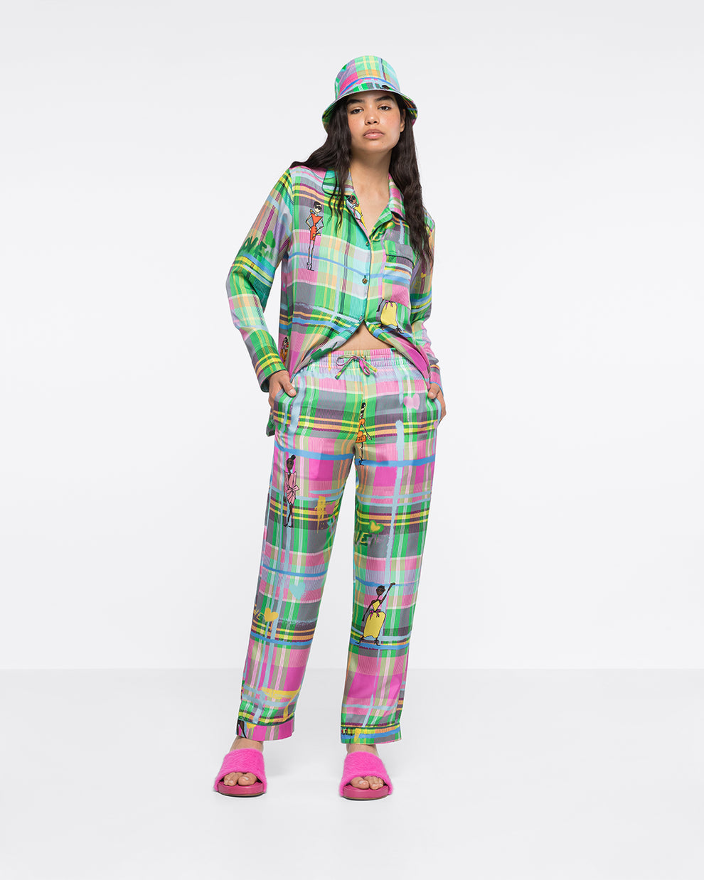 SILK-TWILL TROUSERS - CHROMATIC LOVE - AZ Factory