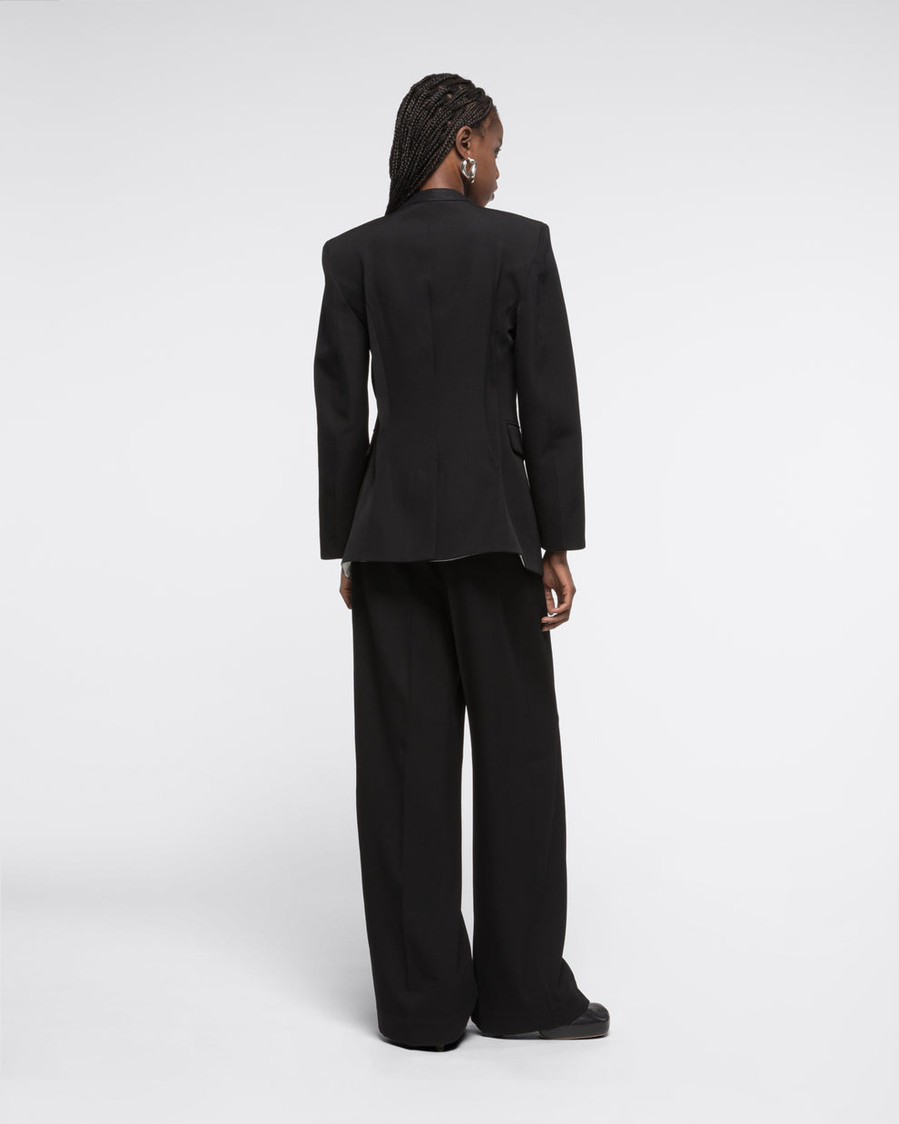 COLLARLESS WOOL BLAZER - BLACK - AZ Factory