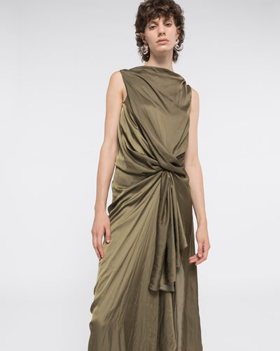 

SLEEVELESS DRAPED DRESS - KHAKI - AZ Factory