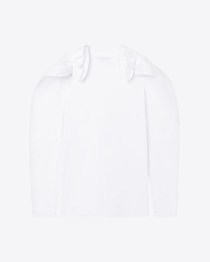 PUFF SLEEVES JERSEY T-SHIRT - WHITE