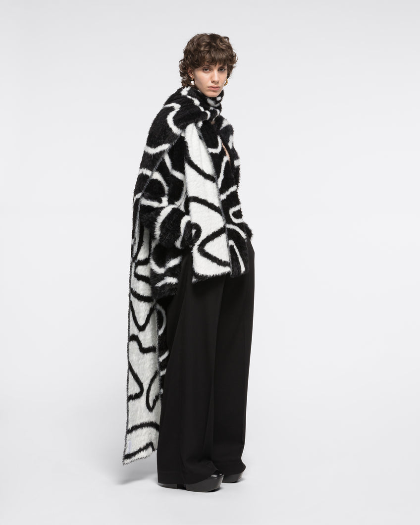 INTARSIA SCARF - BLACK / ECRU - AZ Factory