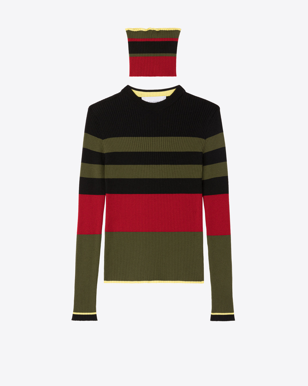 COLORBLOCK CREWNECK WITH A SNOOD - BLACK STRIPES