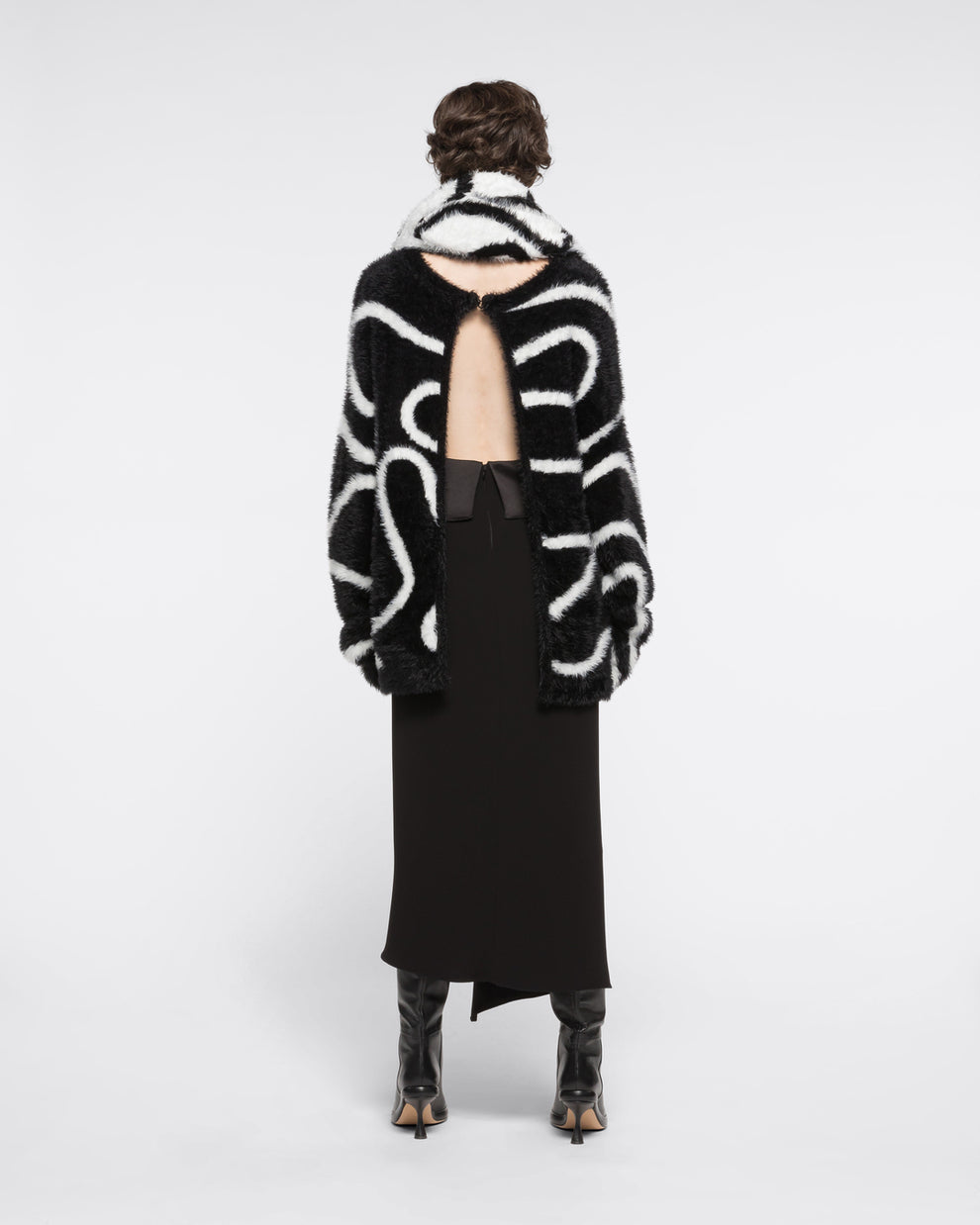 RUFFLED CREPE SKIRT - BLACK - AZ Factory