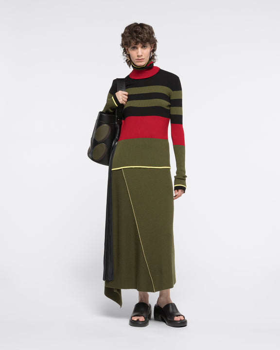
RIBBED MIDI SKIRT - KHAKI - AZ Factory