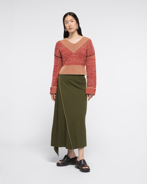 
V-NECK CROP TOP - RED MELANGE - AZ Factory