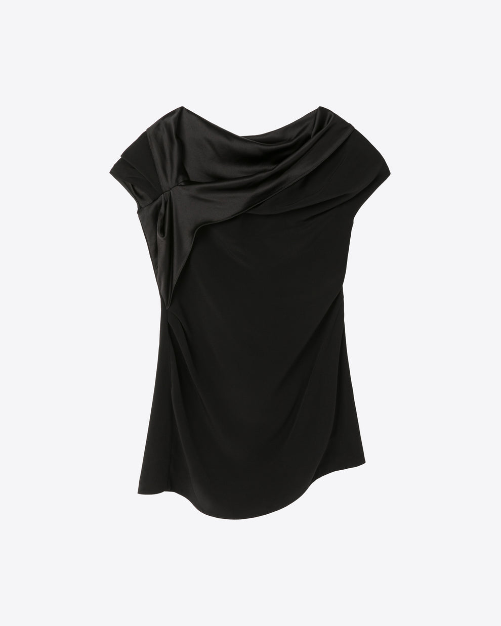 DRAPED SATIN TOP - BLACK - AZ Factory