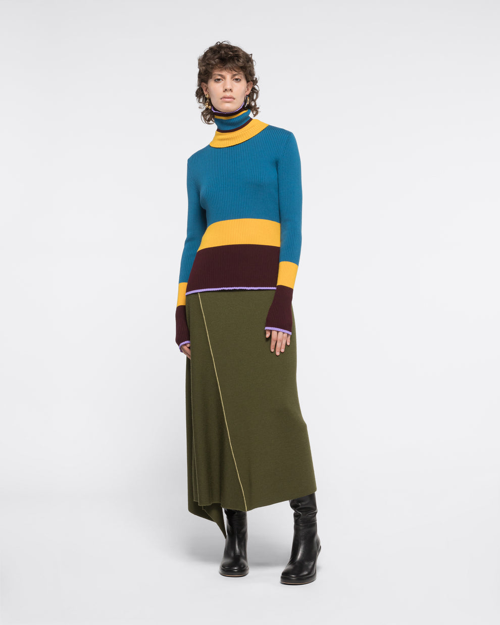 COLORBLOCK CREWNECK WITH A SNOOD - BLUETTE STRIPES - AZ Factory