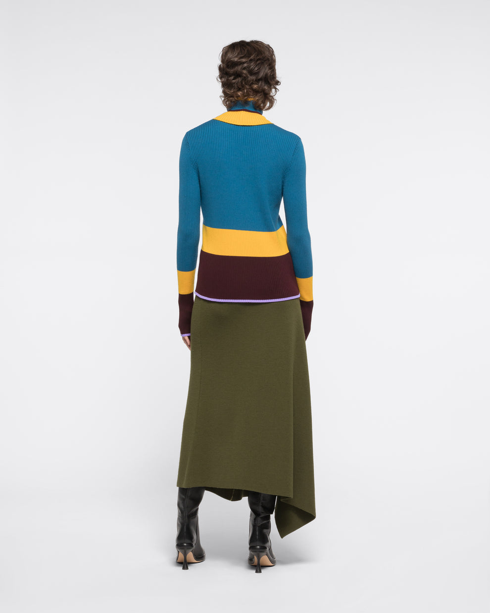 COLORBLOCK CREWNECK WITH A SNOOD - BLUETTE STRIPES - AZ Factory