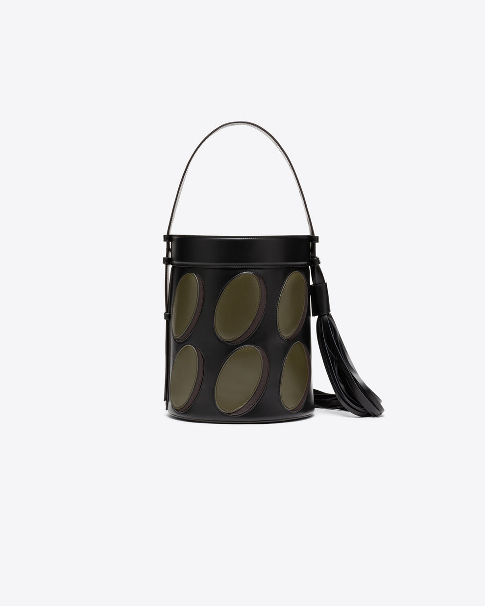 LEATHER PATCHWORK MIDI BUCKET - BLACK / GREEN - AZ Factory