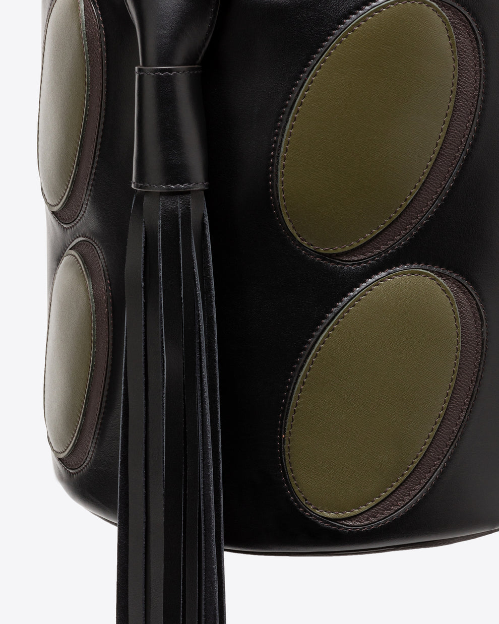 LEATHER PATCHWORK MIDI BUCKET - BLACK / GREEN - AZ Factory