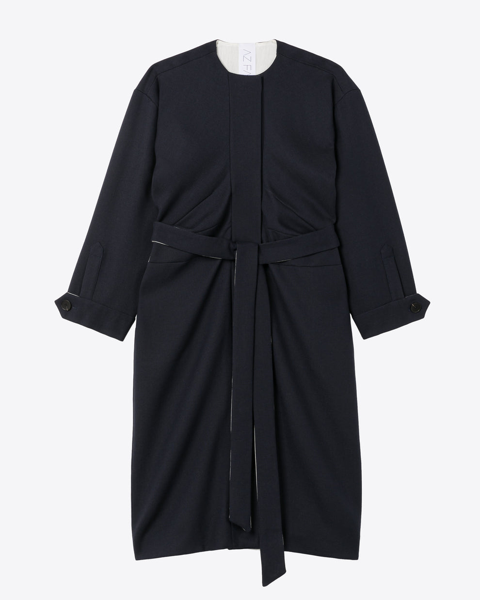 DRAPED WOOL COAT - NAVY – AZ Factory - High-End Designer Fashion