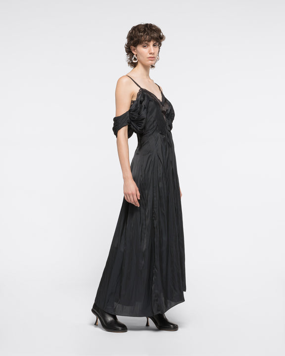 
OFF-SHOULDER LACE INSERT DRESS - BLACK - AZ Factory