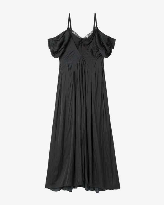 
OFF-SHOULDER LACE INSERT DRESS - BLACK - AZ Factory