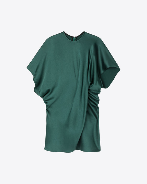 
ASYMMETRIC SATIN T-SHIRT - BOTTLE GREEN - AZ Factory