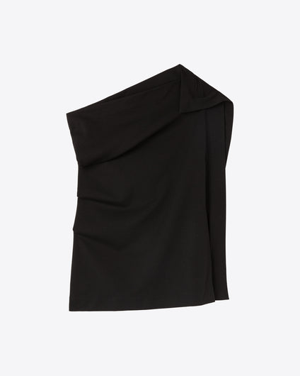 ONE-SHOULDER JERSEY TOP - BLACK