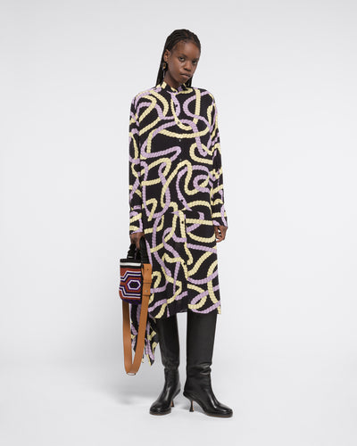 

PRINTED MIDI SHIRT DRESS - BLACK CORD - AZ Factory