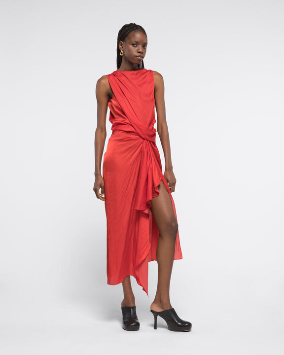 
SLEEVELESS DRAPED DRESS - RED - AZ Factory