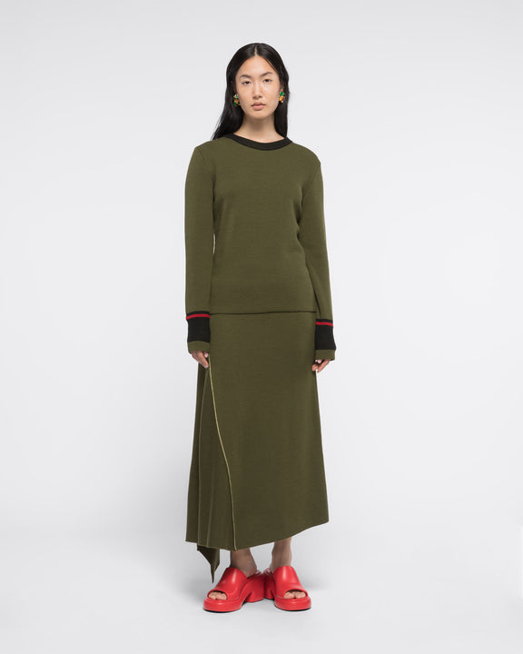 
KEYHOLE BACK LONG SLEEVES TOP - KHAKI - AZ Factory