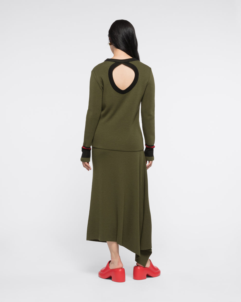 KEYHOLE BACK LONG SLEEVES TOP - KHAKI - AZ Factory