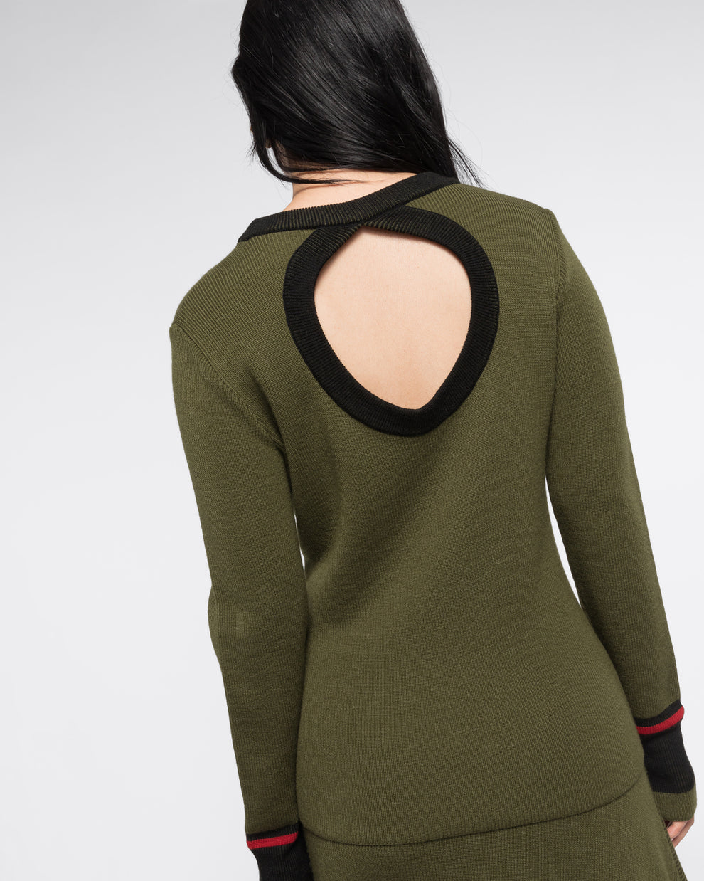 KEYHOLE BACK LONG SLEEVES TOP - KHAKI - AZ Factory