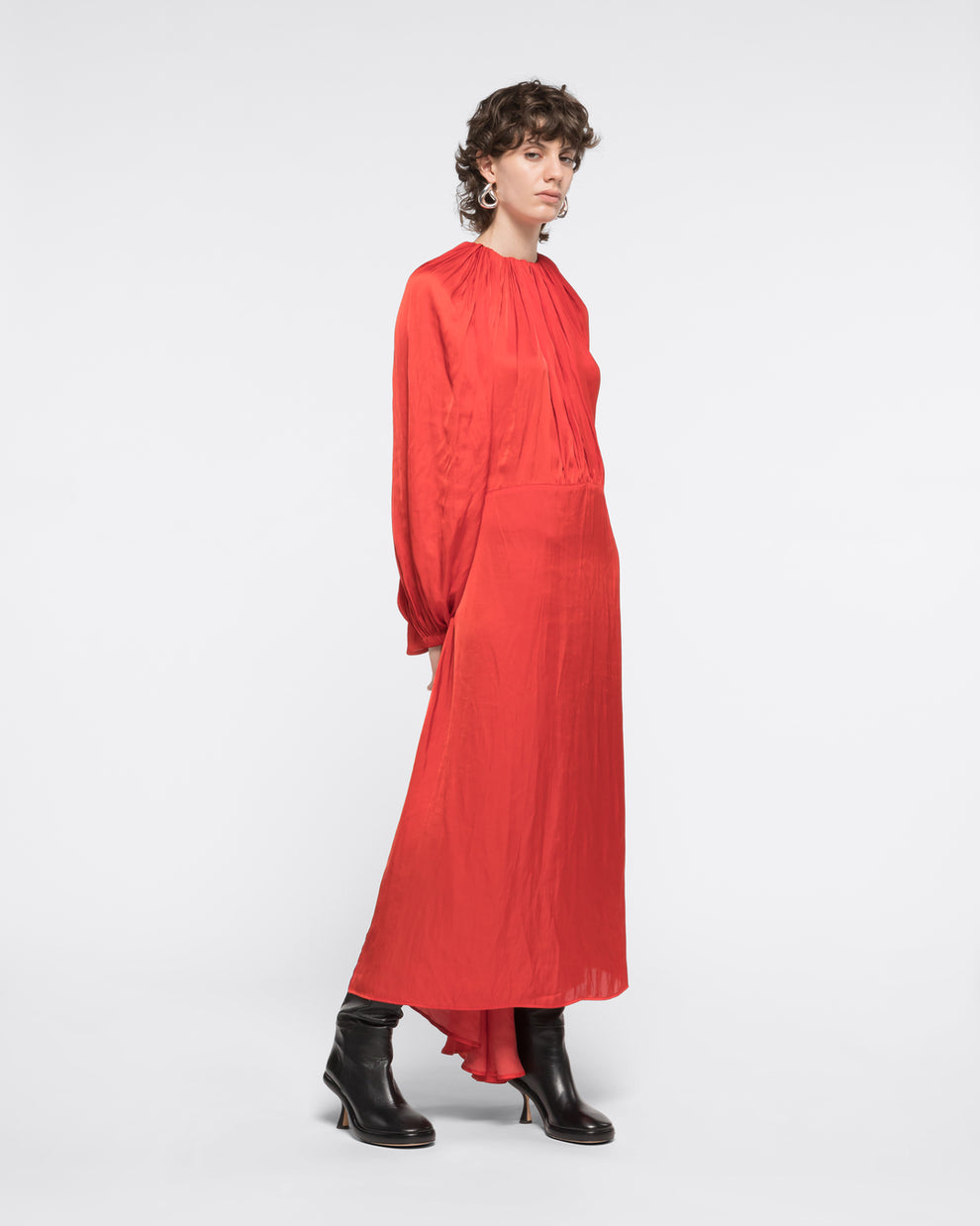 BALLOON SLEEVES MAXI DRESS - RED - AZ Factory