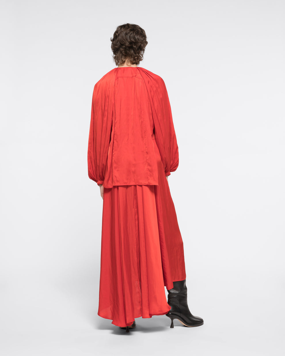 BALLOON SLEEVES MAXI DRESS - RED - AZ Factory