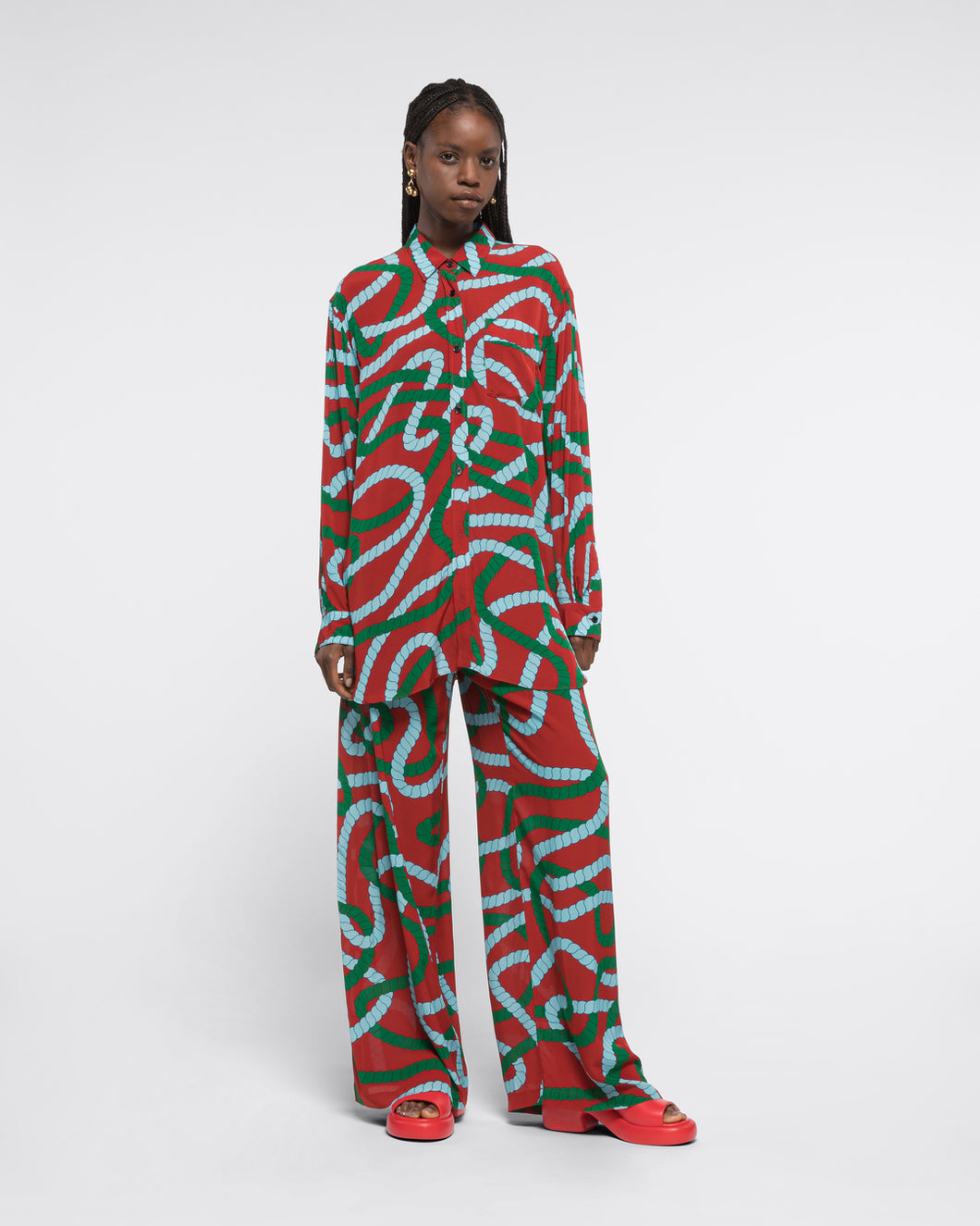 PYJAMA SHIRT - BRICK CORD