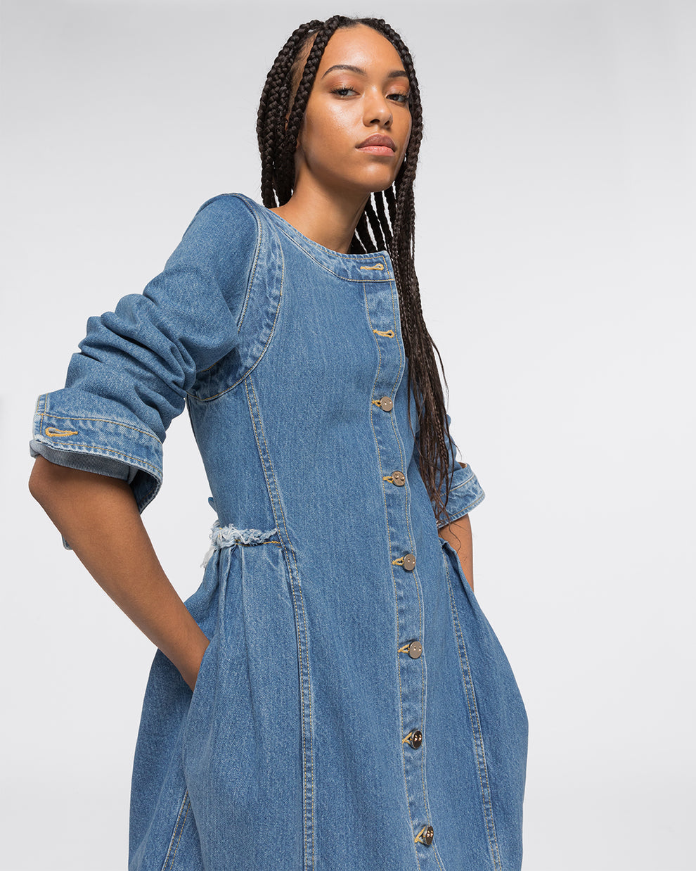 LONG SLEEVE BELL DRESS - BLUE - AZ Factory