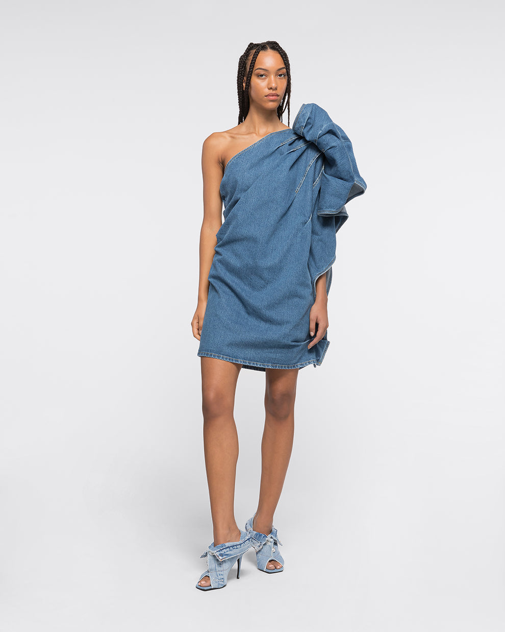 ONE SHOULDER RUFFLE DRESS - BLUE - AZ Factory