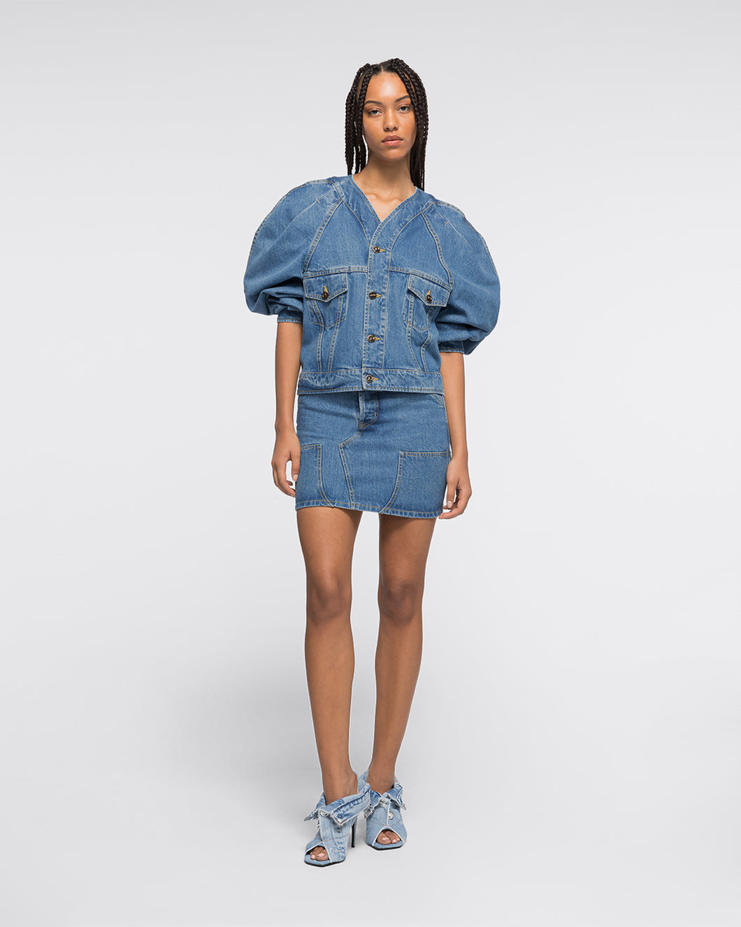 BOLERO PUFF SLEEVE JACKET - BLUE