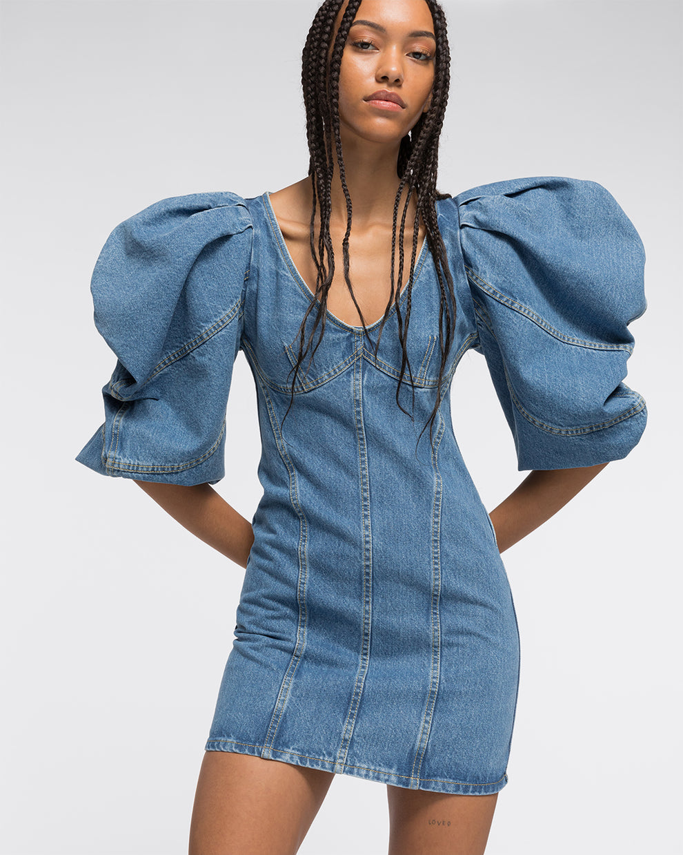 BALLOON SLEEVE DRESS - BLUE – AZ Factory - High-End Designer Fashion