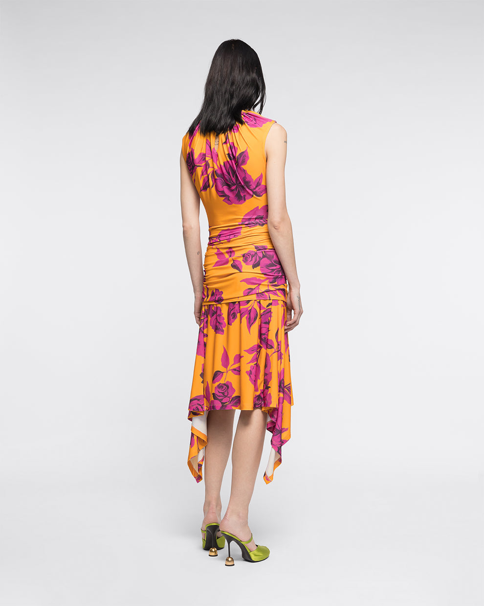 BIRD OF PARADISE JERSEY DRESS - YELLOW PINK - AZ Factory