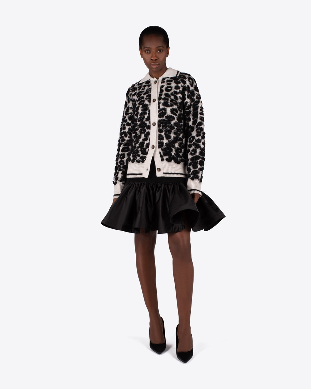 AYLA CARDIGAN - WHITE / BLACK - AZ Factory
