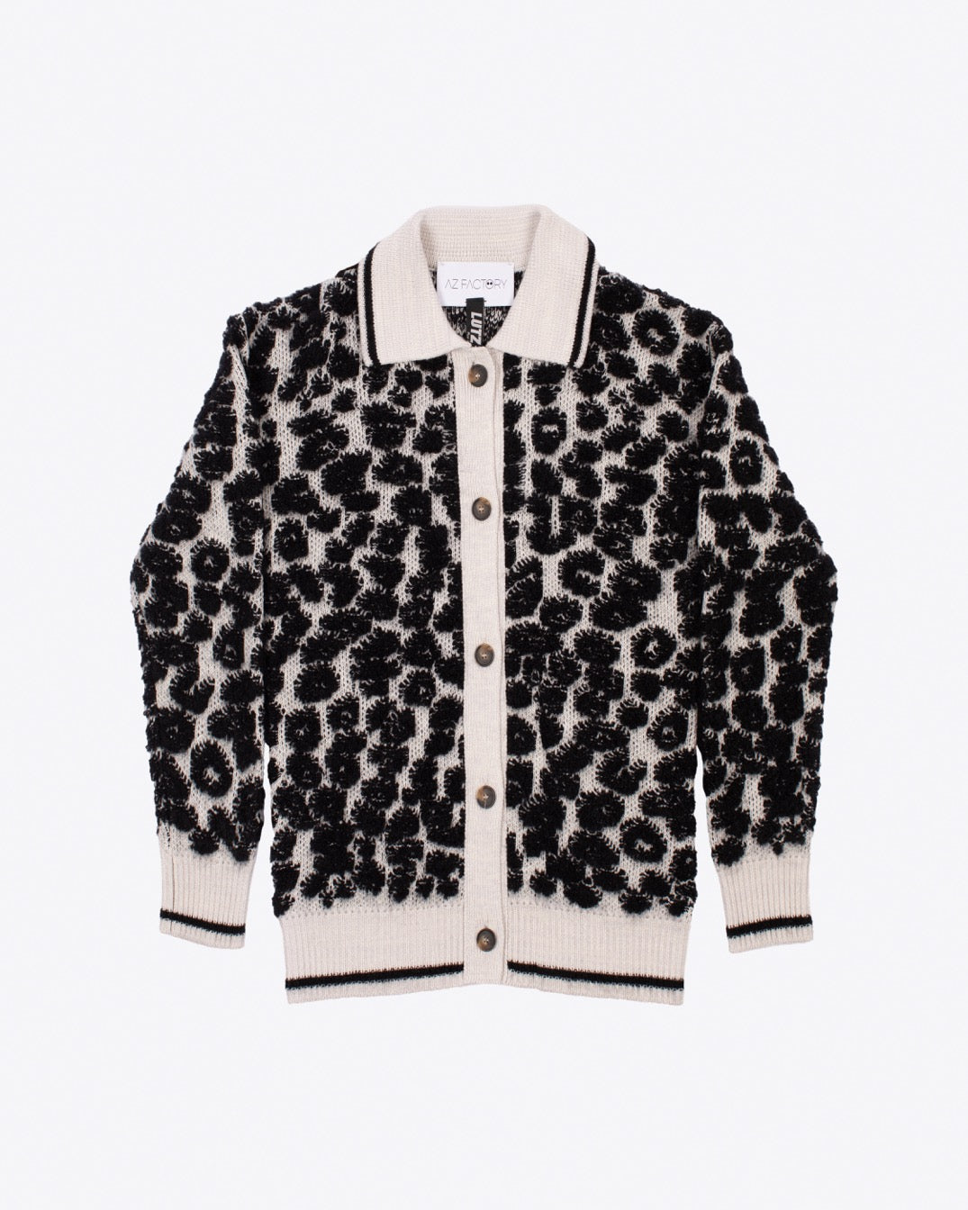 AYLA CARDIGAN - WHITE / BLACK - AZ Factory