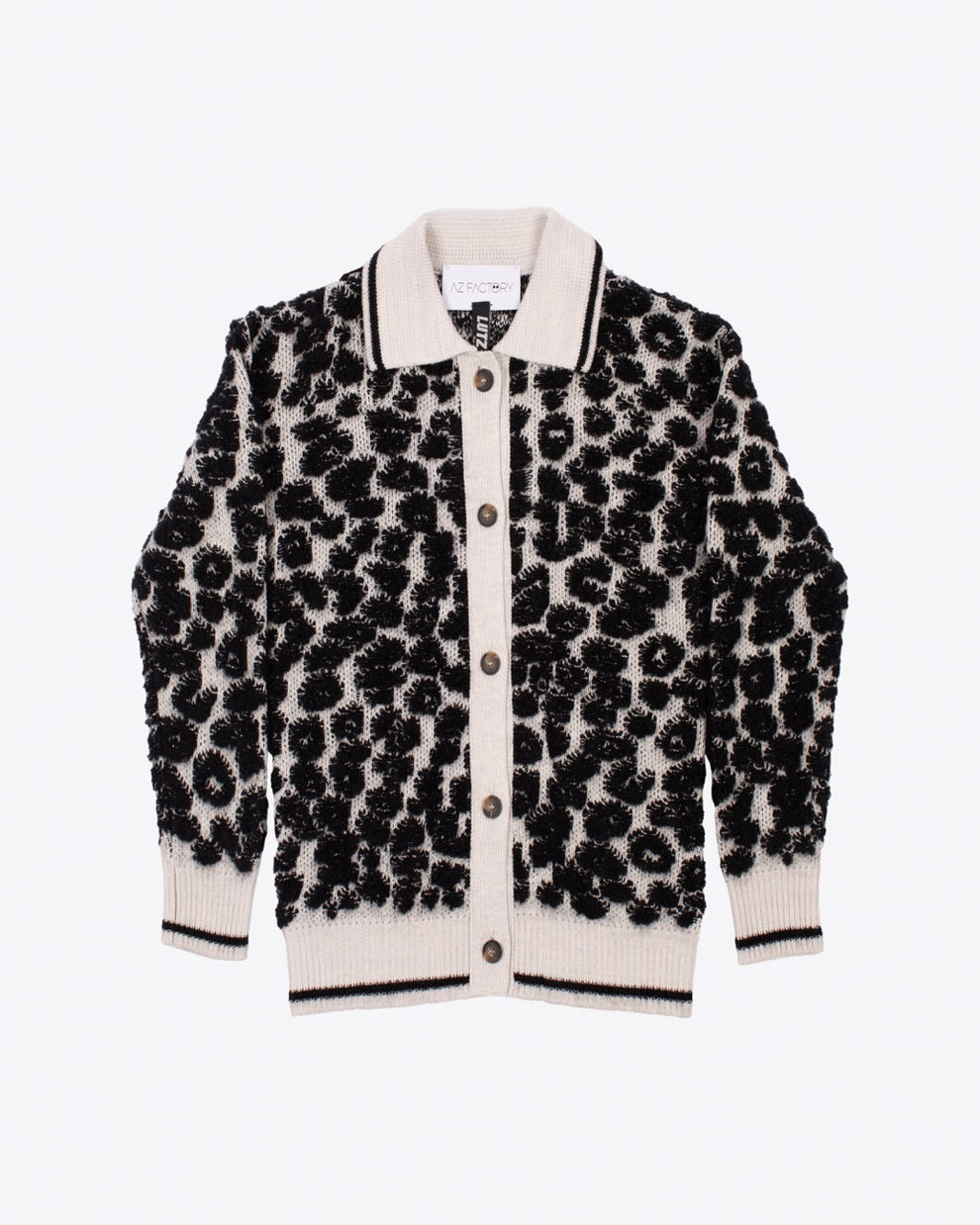 AYLA CARDIGAN - WHITE / BLACK - AZ Factory
