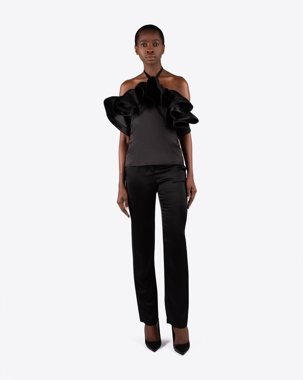 ASA RUFFLE TOP - BLACK - AZ Factory