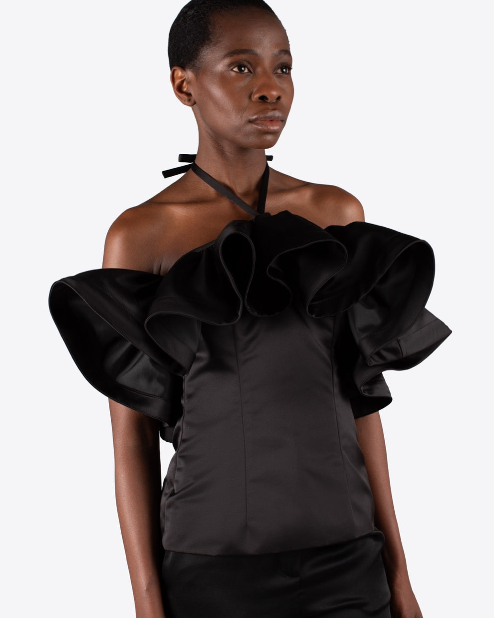 ASA RUFFLE TOP - BLACK - AZ Factory