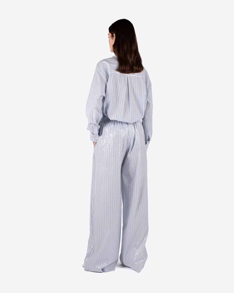 CANDRA PYJAMA PANTS - WHITE / BLUE - AZ Factory